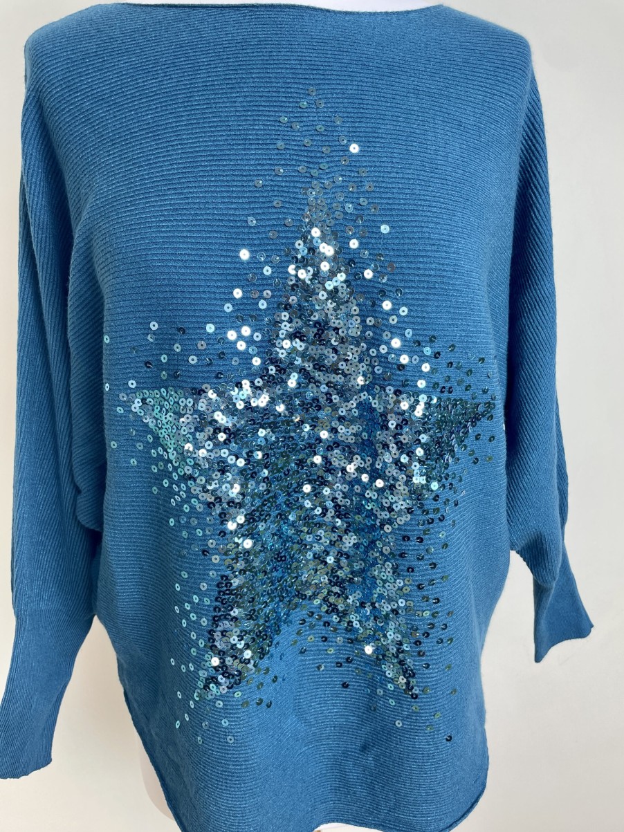 La Maison Knitwear | Ribbed Sequin Star Jumper - La Maison