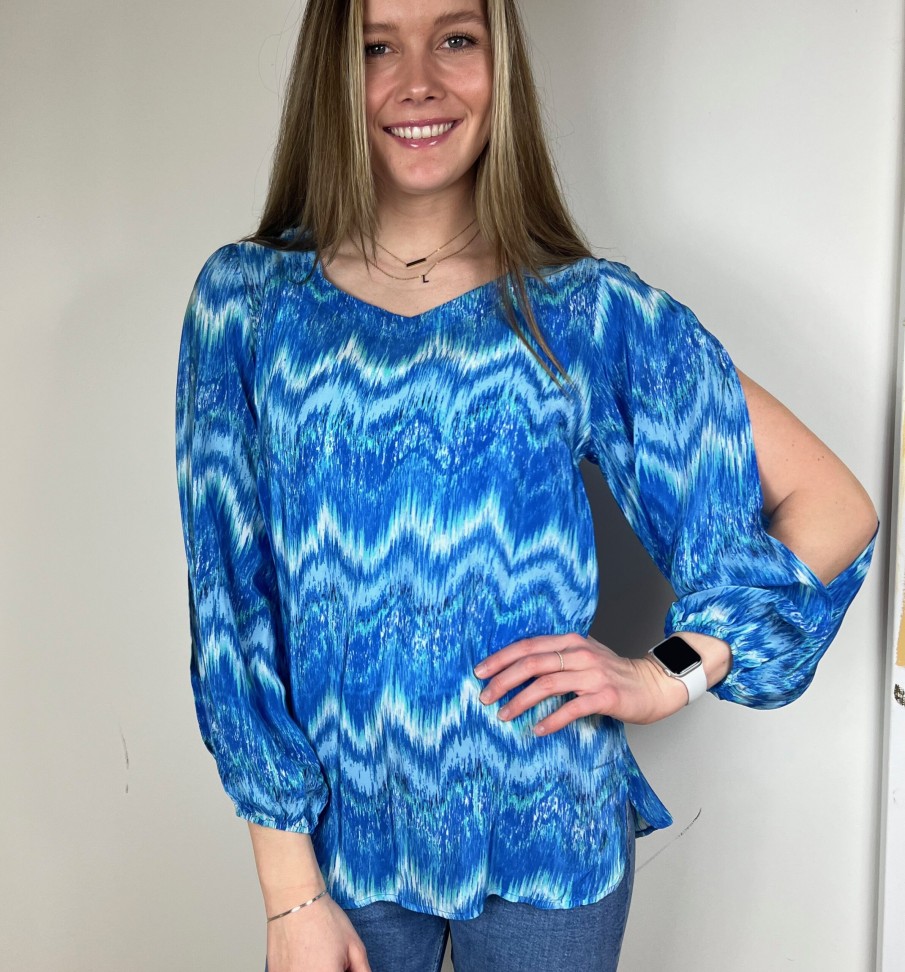 La Maison Blouses And Tops | Charlotte Sparre Noemi Blue Open Arm Blouse - La Maison