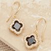 La Maison Earrings | Envy Gold And Black Small Crystal Clover Drop Earring - La Maison