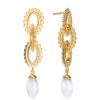 La Maison Earrings | Azuni Oval Link & Pearl Drop Earrings - La Maison