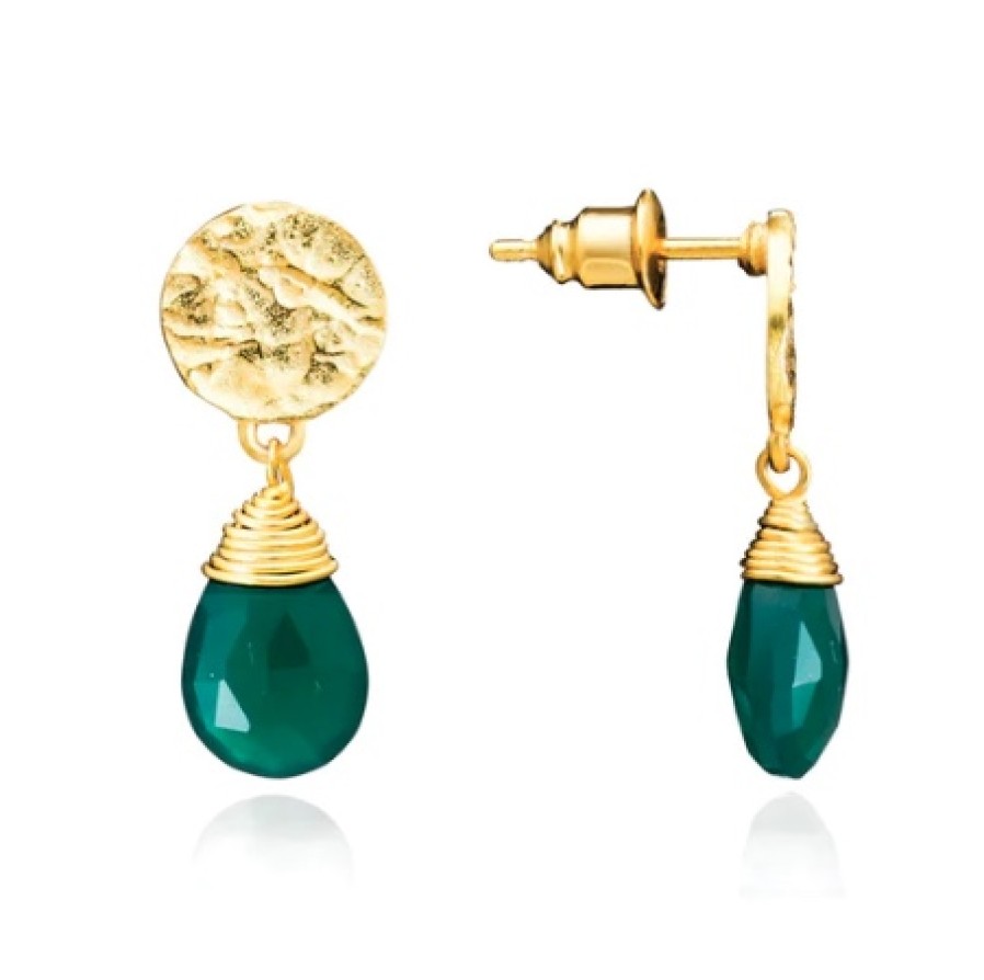 La Maison Earrings | Azuni Classic Drop Athena Earrings - Green Onyx - La Maison