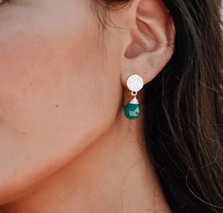 La Maison Earrings | Azuni Classic Drop Athena Earrings - Green Onyx - La Maison