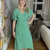 La Maison Dresses And Skirts | Green Short Sleeve Dipped Hem Wrap Dress - La Maison