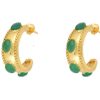 La Maison Earrings | Daphne Hoop Earrings Green Agate - La Maison