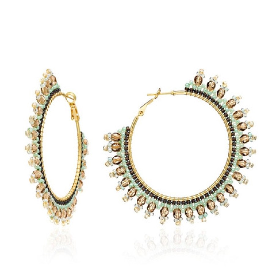 La Maison Earrings | Azuni Large Meli Crystal Hoops: Mountain - La Maison