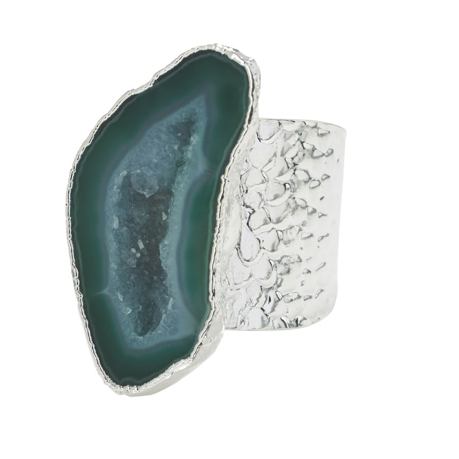 La Maison Rings | Silver Mega Statement Ring Green - La Maison