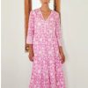 La Maison Dresses And Skirts | Aspiga Hayden Organic Cotton Midi Dress In Ornate Flower Pink/White - La Maison