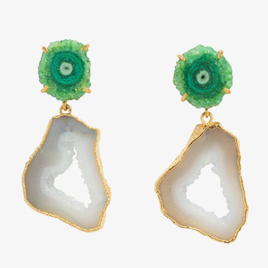 La Maison Earrings | Summer Love Earrings Green And Taupe - La Maison