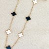 La Maison Necklaces | Envy Long Gold Necklace With Black And White Clover Detail - La Maison