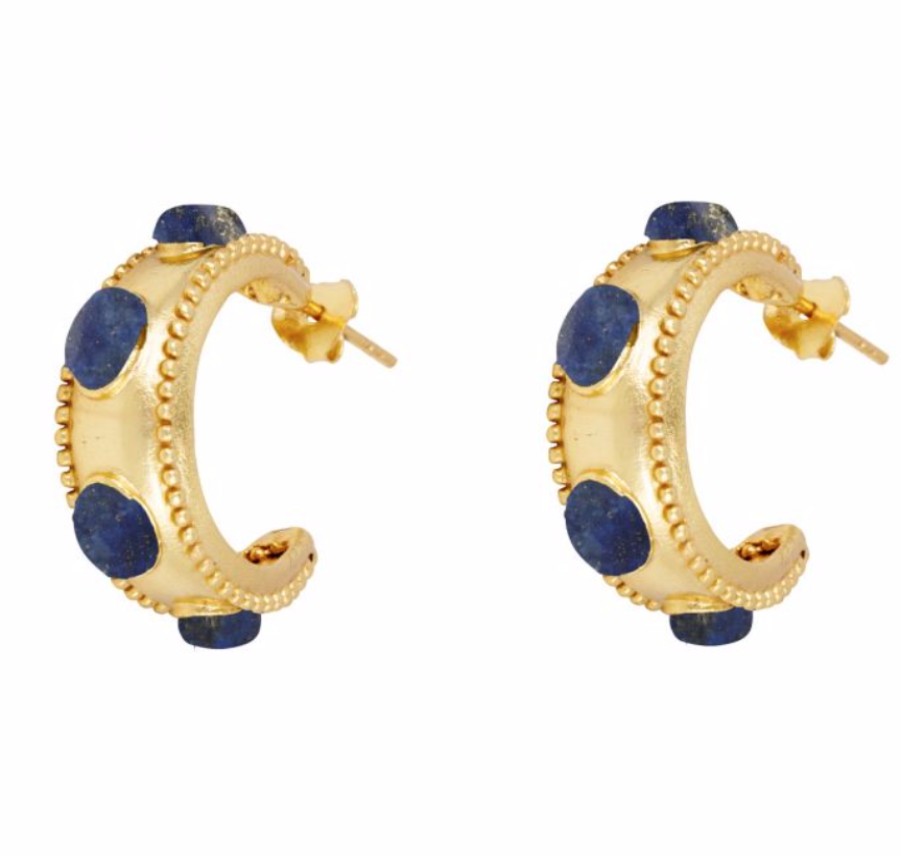 La Maison Earrings | Daphne Hoop Earrings Lapis Lazuli - La Maison