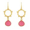 La Maison Earrings | Allegra Earrings With Pink Jade Drop Stone - La Maison