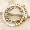 La Maison Bracelets | Gold And White Multi Layer Bracelet - La Maison