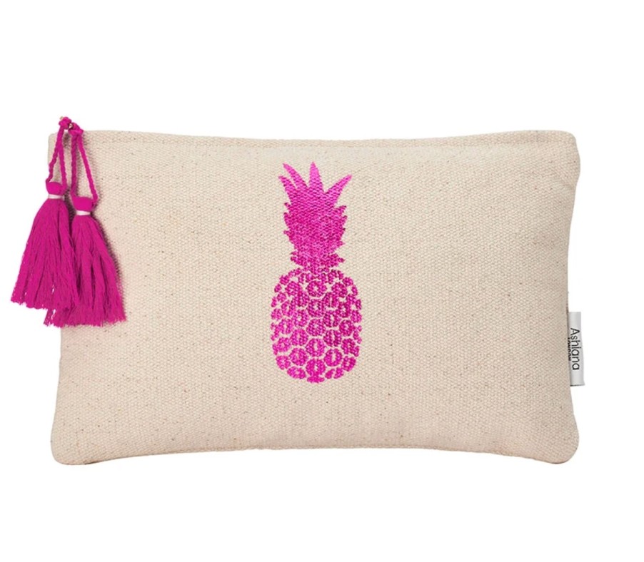 La Maison Accessories | Pink Pineapple Foil Print Pouch - La Maison