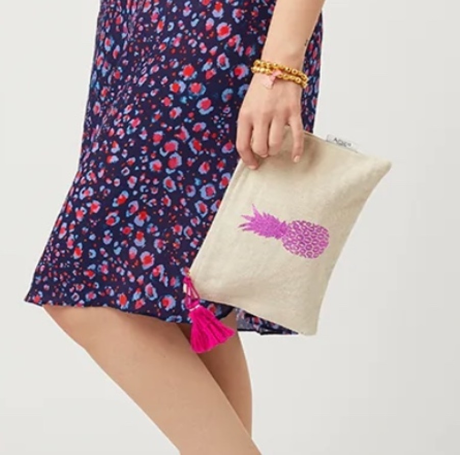 La Maison Accessories | Pink Pineapple Foil Print Pouch - La Maison