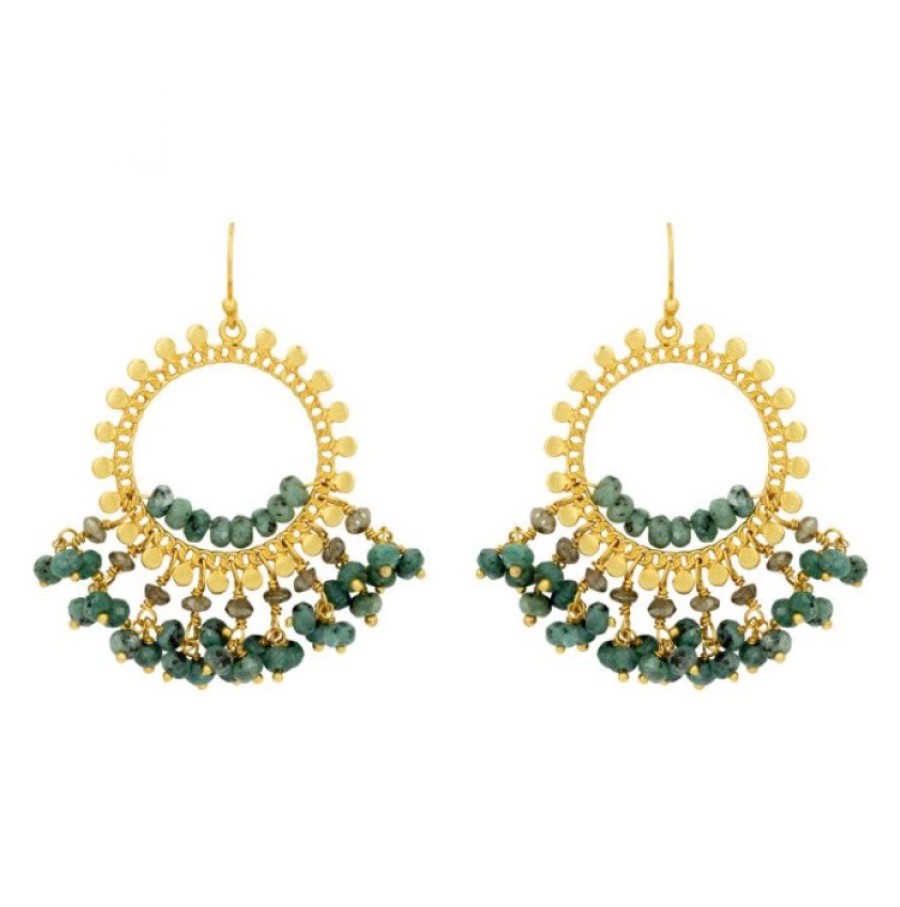 La Maison Earrings | Waverly Sunburst Earrings In Green - La Maison