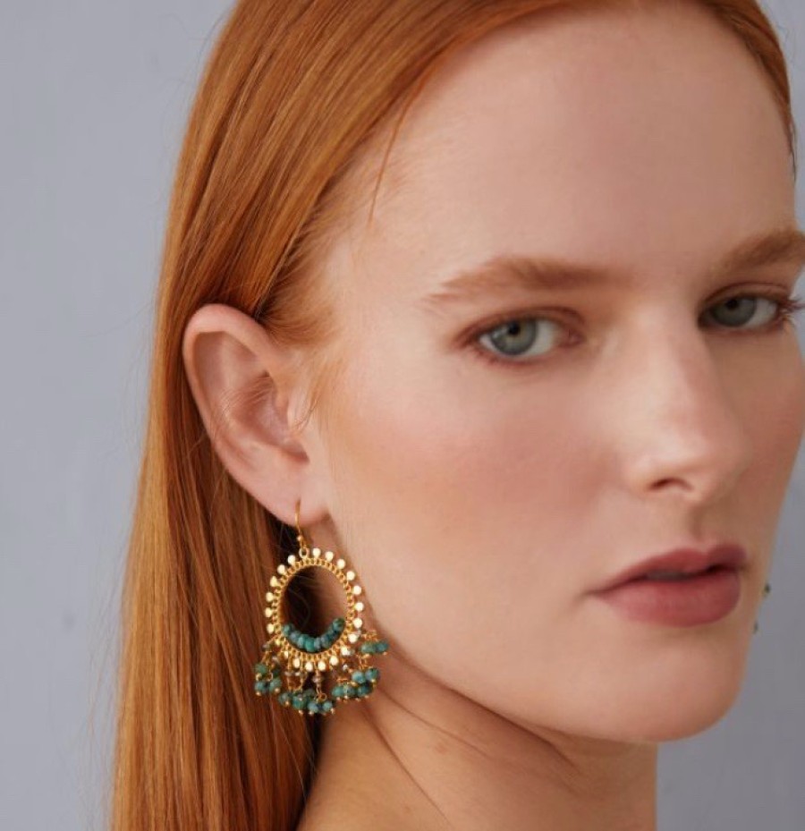 La Maison Earrings | Waverly Sunburst Earrings In Green - La Maison