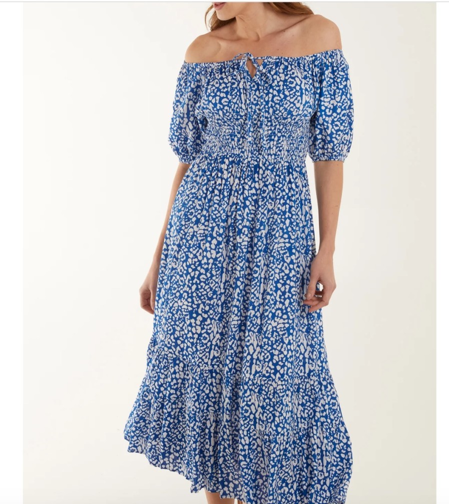 La Maison Dresses And Skirts | Bardot Tie Animal Print Maxi Dress - La Maison