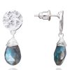 La Maison Earrings | Azuni Classic Drop Athena Earrings - Silver Labrodite - La Maison