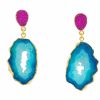 La Maison Earrings | Blue & Pink Agate African Slice Earrings - La Maison