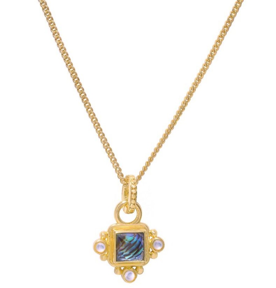 La Maison Necklaces | Azuni Helena Four Stone Gold Pendant Necklace - La Maison