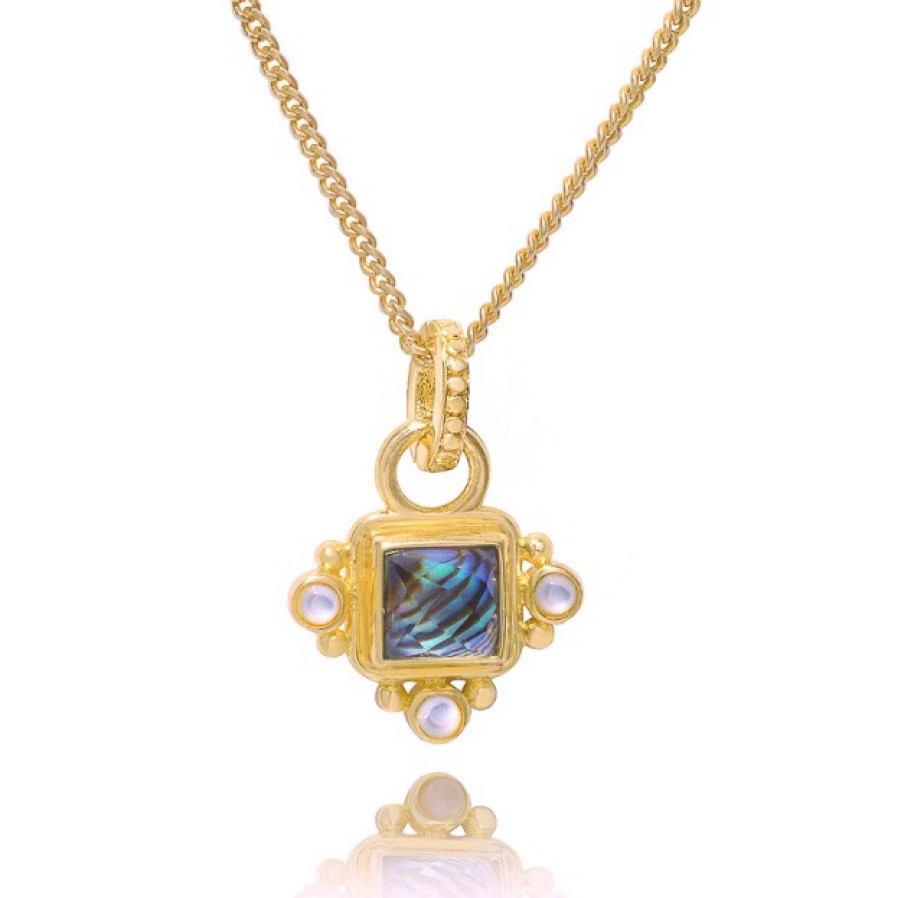 La Maison Necklaces | Azuni Helena Four Stone Gold Pendant Necklace - La Maison