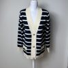 La Maison Knitwear | Navy & Cream Striped Cardigan - La Maison