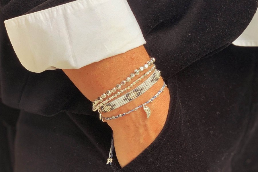 La Maison Bracelets | Boho Betty Starlight Silver Beaded Friendship Bracelet - La Maison