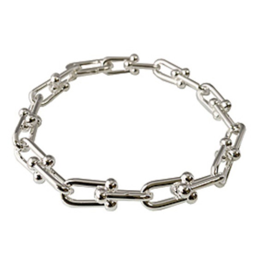 La Maison Bracelets | Silver Plated Square Chain Bracelet - La Maison