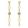 La Maison Earrings | Azuni Diamond & Clover Motif Drop Earrings With Amethyst - La Maison