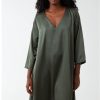 La Maison Dresses And Skirts | Oversized Relaxed Fit Satin V-Neck Smock Dress - La Maison