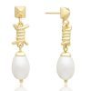 La Maison Earrings | Azuni Barbed Wire Earrings With Large Drop Pearls - La Maison