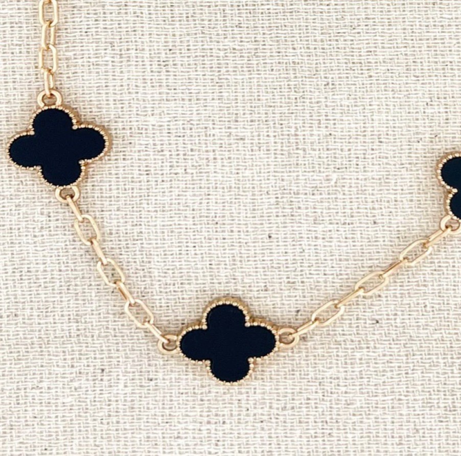 La Maison Necklaces | Short Envy Envy Gold And Black Clover Necklace - La Maison