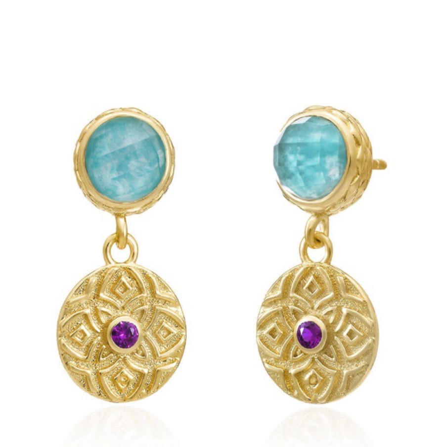 La Maison Earrings | Azuni Pantheon Doublet & Ornate Coin Earrings Or La Maison