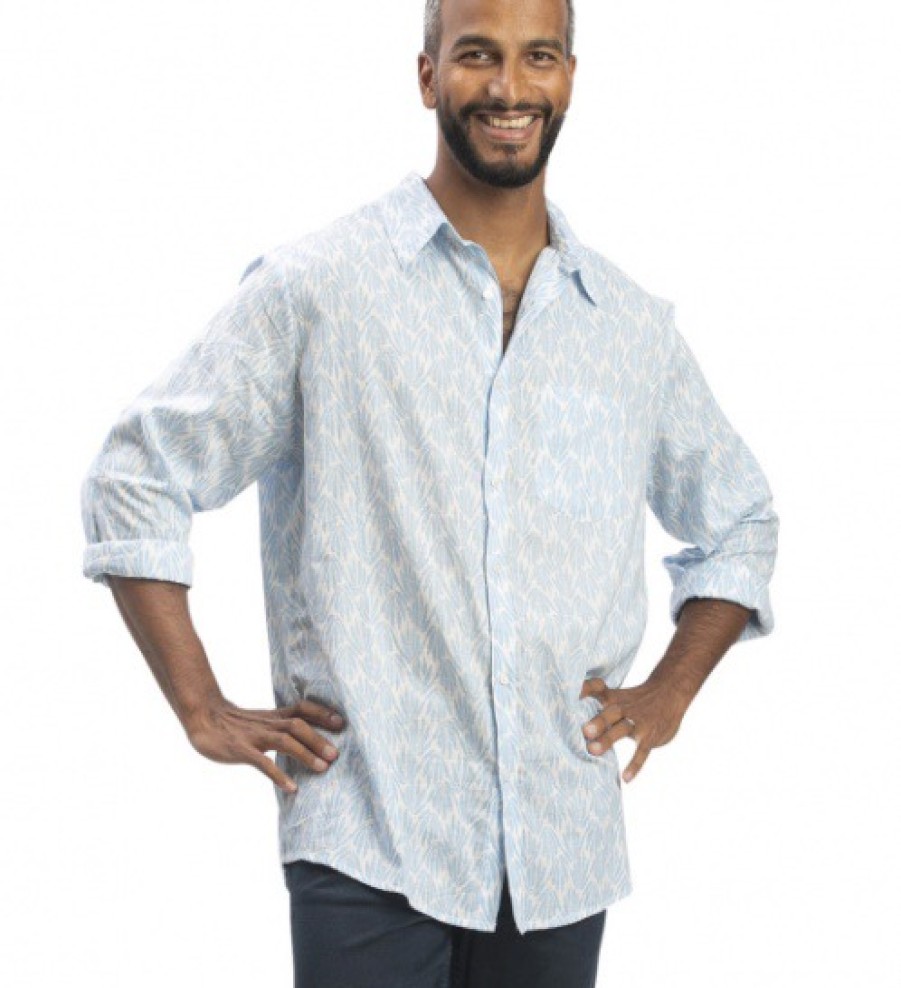 La Maison Men Shirts | Terre Rouge Blue Sky Long Sleeved Shirt - La Maison