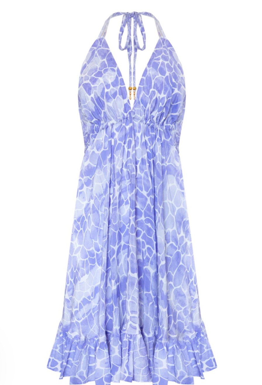 La Maison Dresses And Skirts | Sophia Alexia Lilac Pebbles Silk Mini Ibiza Dress - La Maison