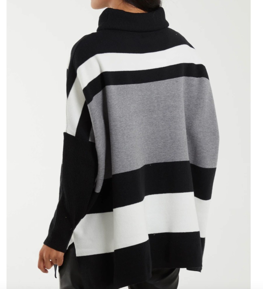 La Maison Knitwear | Roll Neck Colourblock Stripe Jumper - La Maison