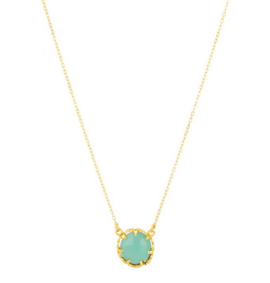 La Maison Necklaces | Petite Gemstone Necklace Aqua Chalcedony - La Maison