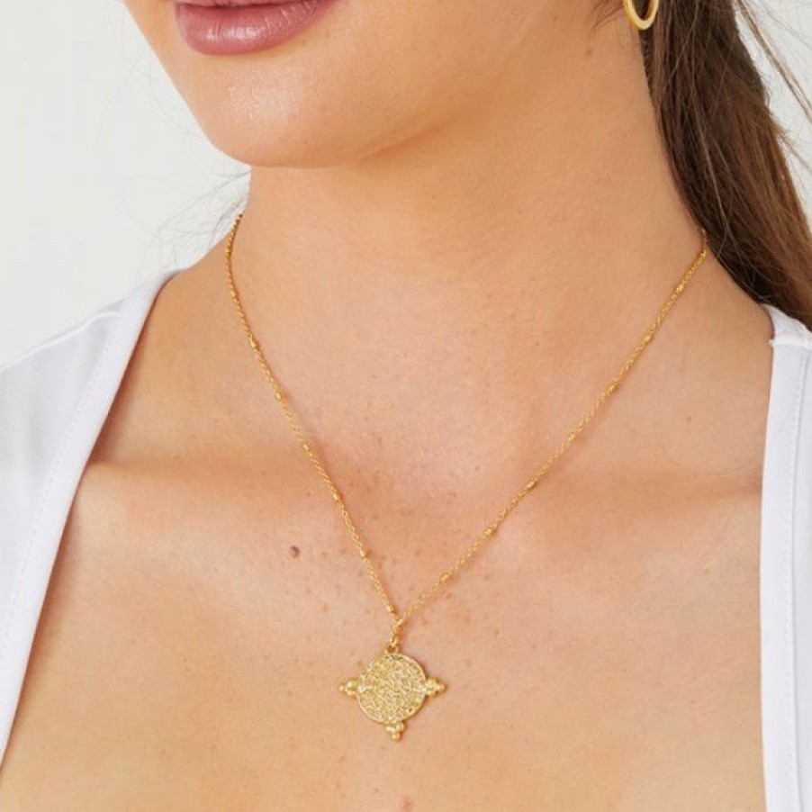 La Maison Necklaces | India Short Gold Coin Necklace - La Maison