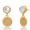 La Maison Earrings | Azuni Apollo Gold Coin & Gemstone Stud Earrings - La Maison