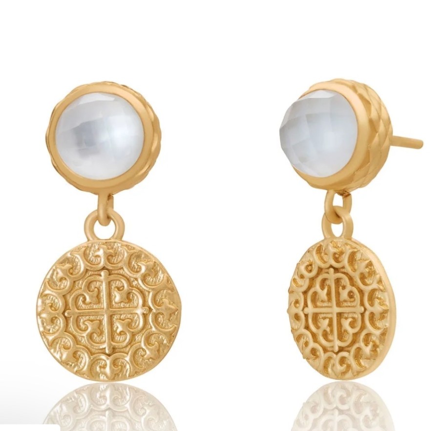 La Maison Earrings | Azuni Apollo Gold Coin & Gemstone Stud Earrings - La Maison