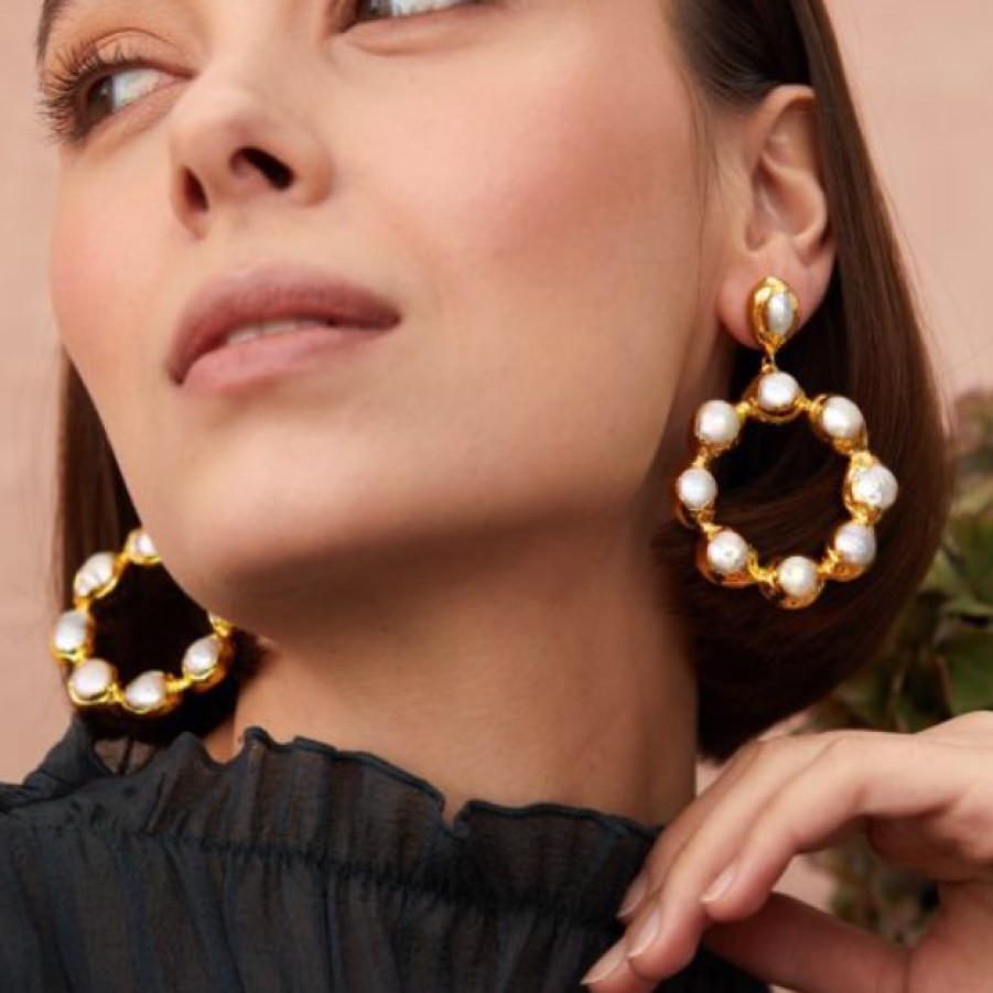 La Maison Earrings | Wanda Hoop Earrings Mother Of Pearl - La Maison