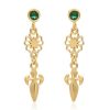 La Maison Earrings | Azuni Dagger & Rose Drop Earrings With Green Onyx - La Maison