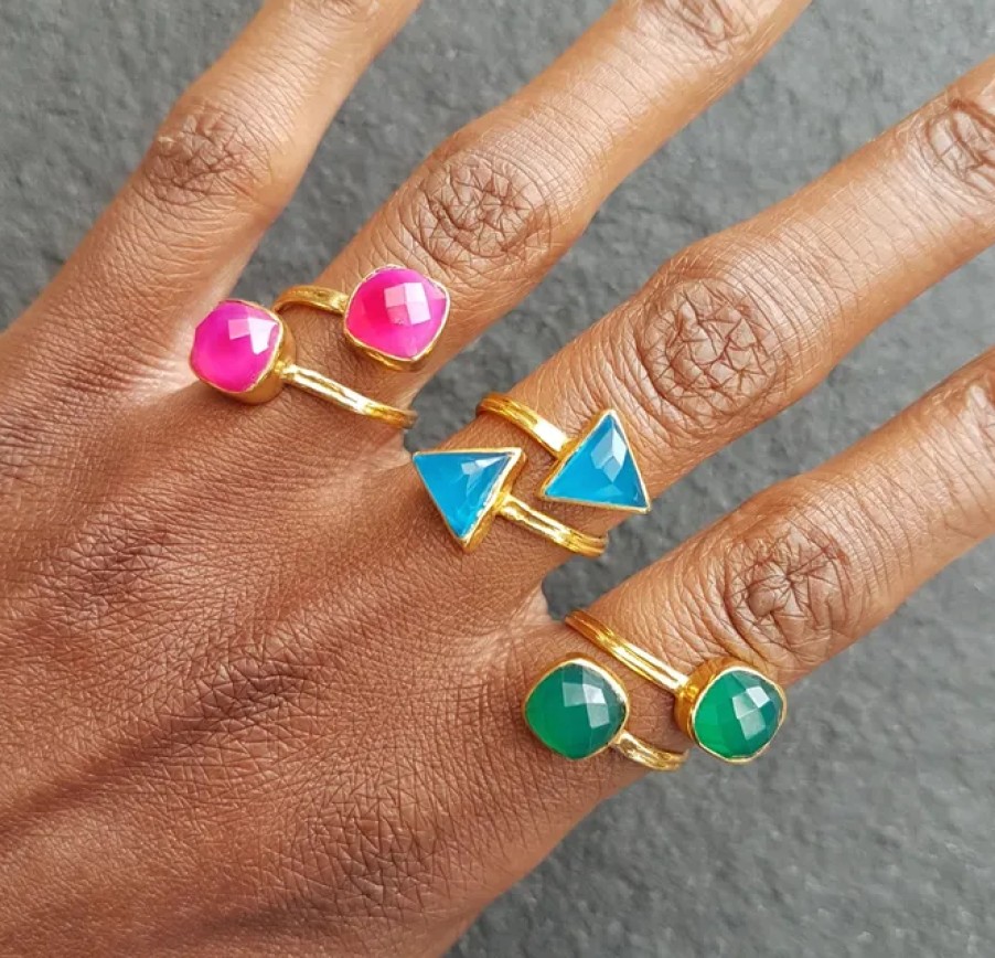 La Maison Rings | Ebien Cushions Gemstone Adjustable Ring In Or La Maison