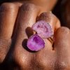 La Maison Rings | Double Semi Precious Purple Gold Ring Adjustable - La Maison