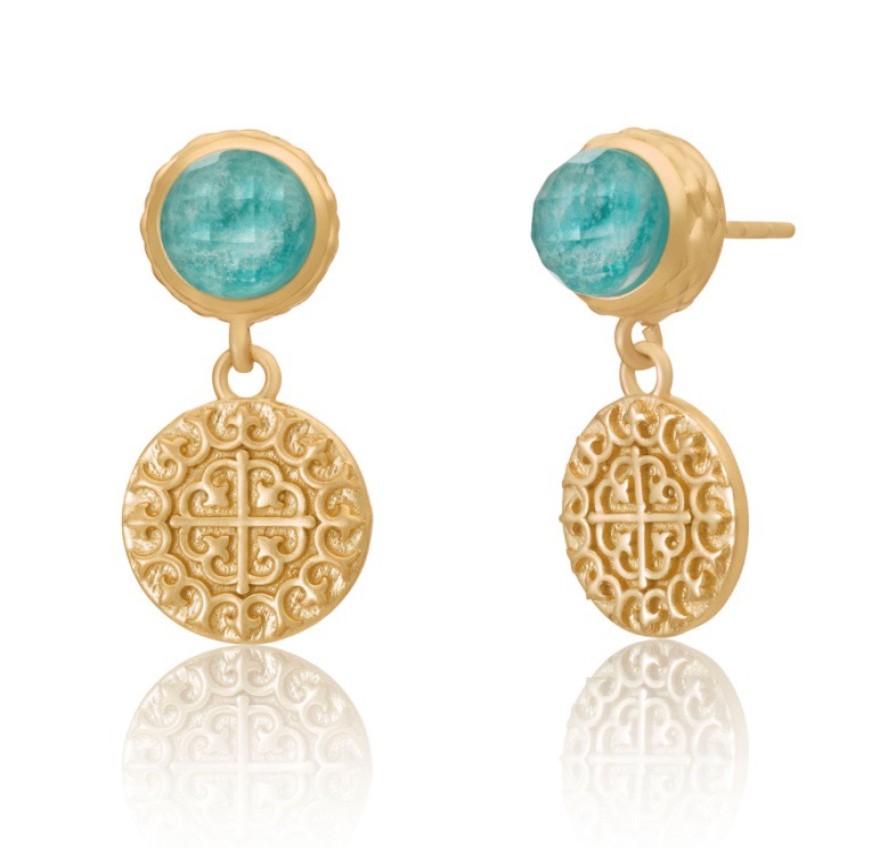 La Maison Earrings | Azuni Apollo Coin & Gemstone Stud Earrings - La Maison