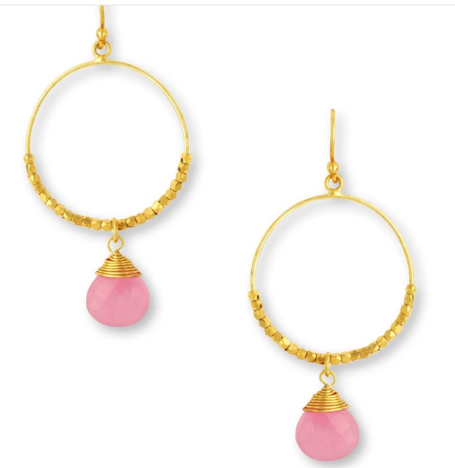 La Maison Earrings | Ashiana Marie Pink Jade Earrings - La Maison