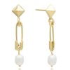 La Maison Earrings | Azuni Stud & Safety Pin Earrings With Drop Pearl - La Maison