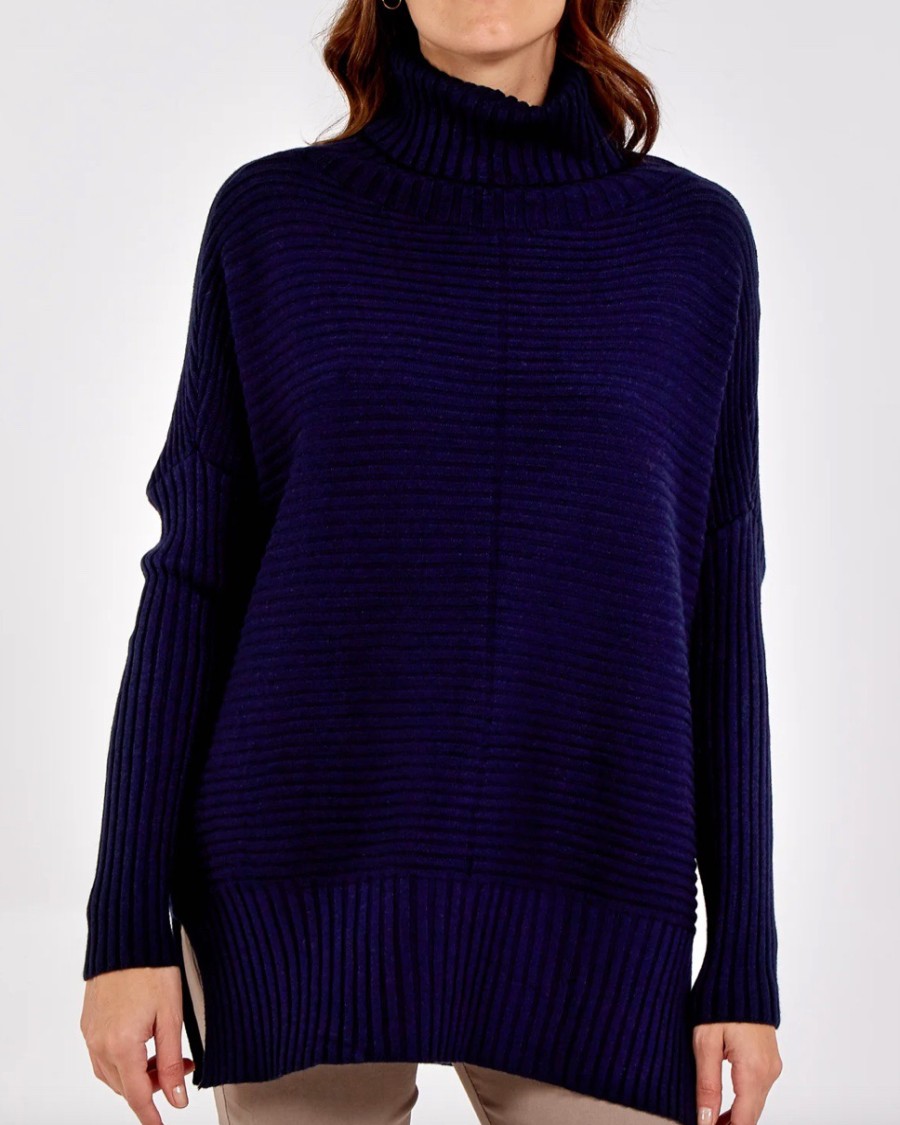 La Maison Knitwear | Knitted Rib Roll Neck Jumper - La Maison