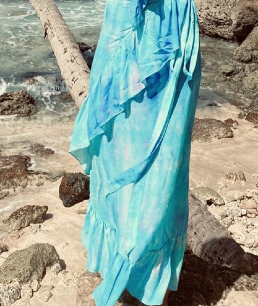 La Maison Dresses And Skirts | Sophia Alexia Turquoise Wave Wrap Skirt - La Maison