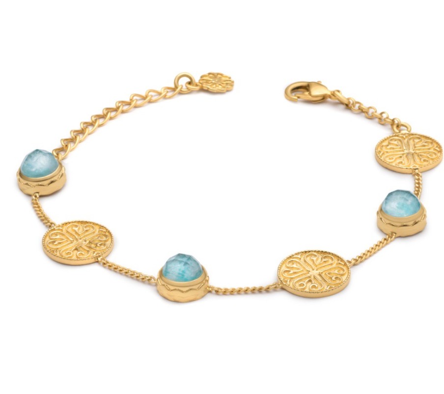 La Maison Bracelets | Azuni Apollo Faceted Doublet & Ornate Disc Bracelet - La Maison